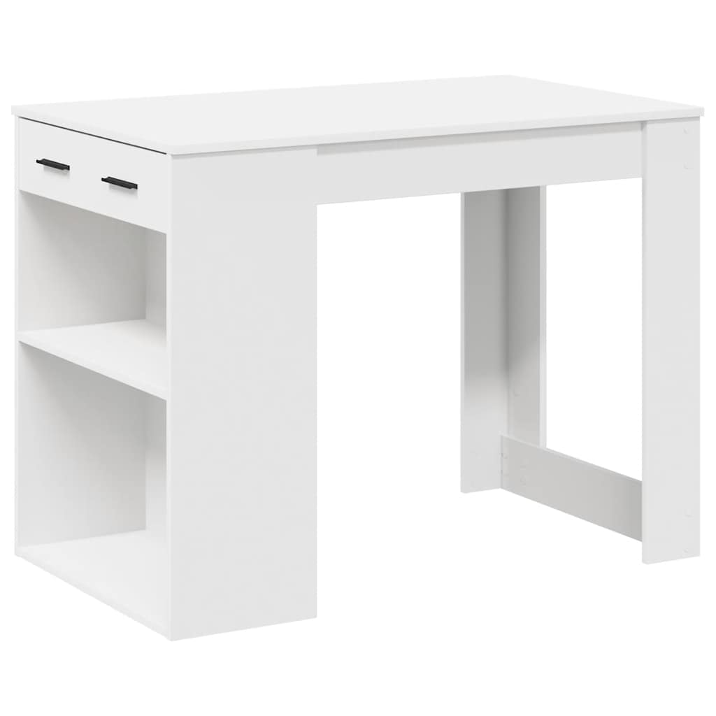 Stol s ladicom i policom bijeli 102x62x77,5 cm izrađeno drvo