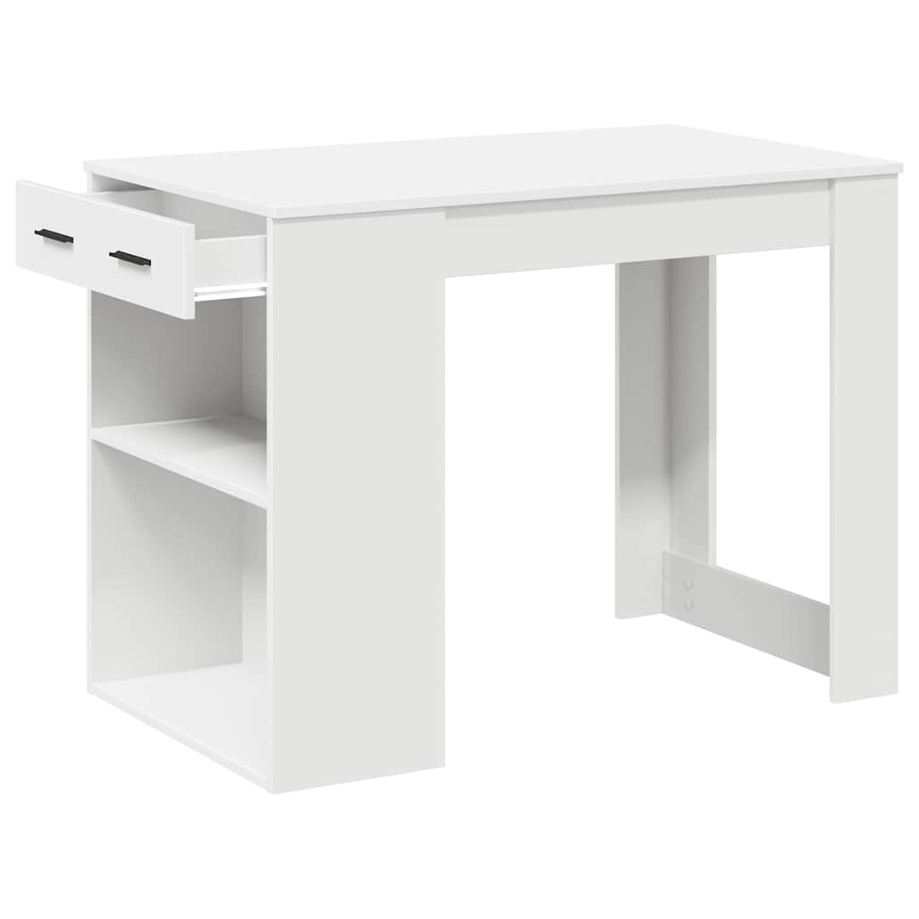 Stol s ladicom i policom bijeli 102x62x77,5 cm izrađeno drvo