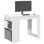 Stol s ladicom i policom bijeli 102x62x77,5 cm izrađeno drvo