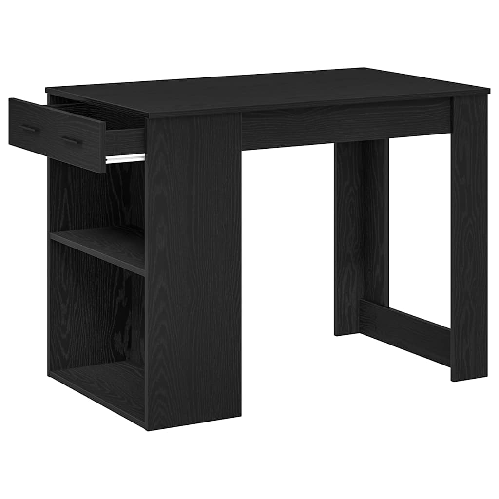 Radni stol s ladicom i policom crni hrast 102x62x77,5 cm