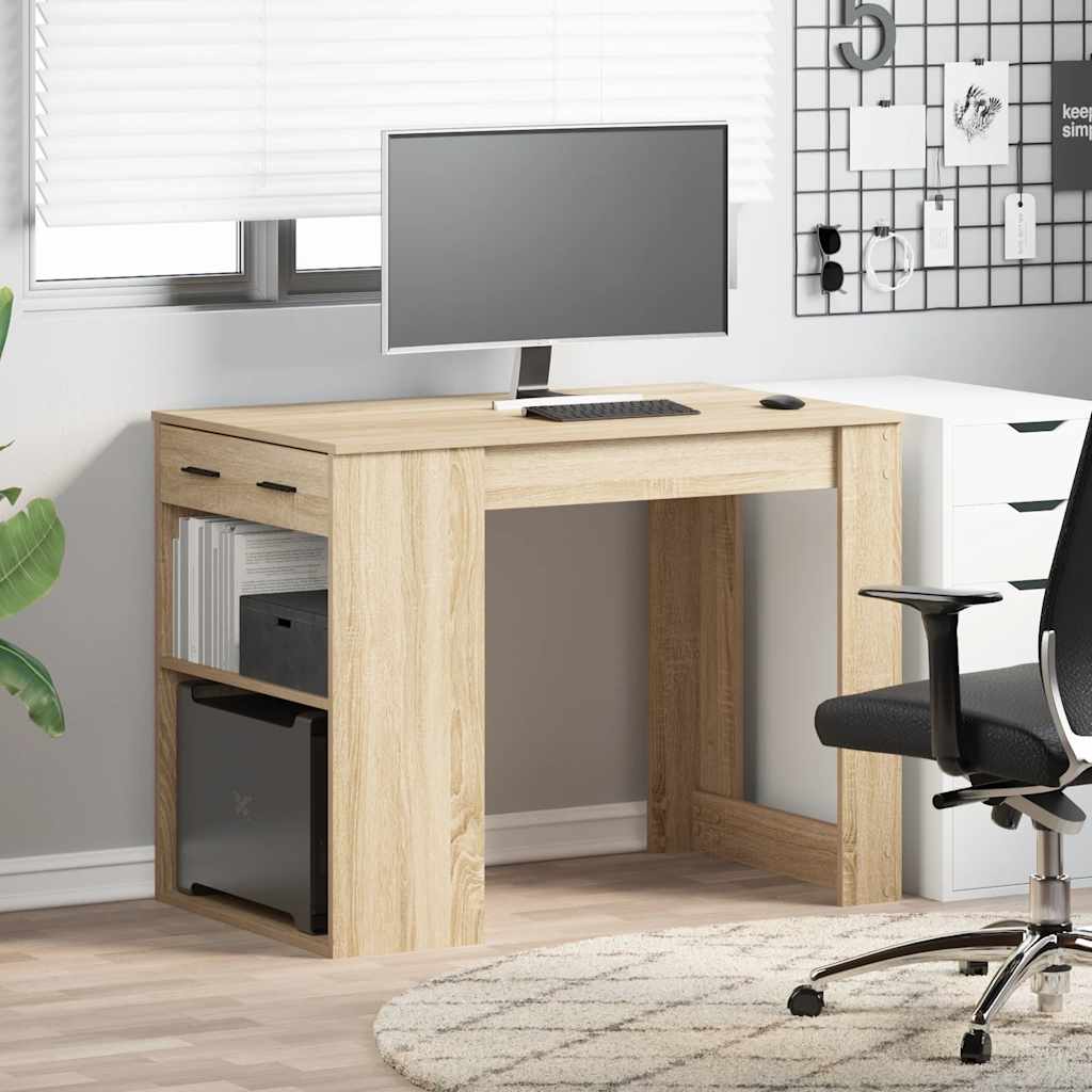 Radni stol s ladicom i policom sonoma hrast 102x62x77,5 cm