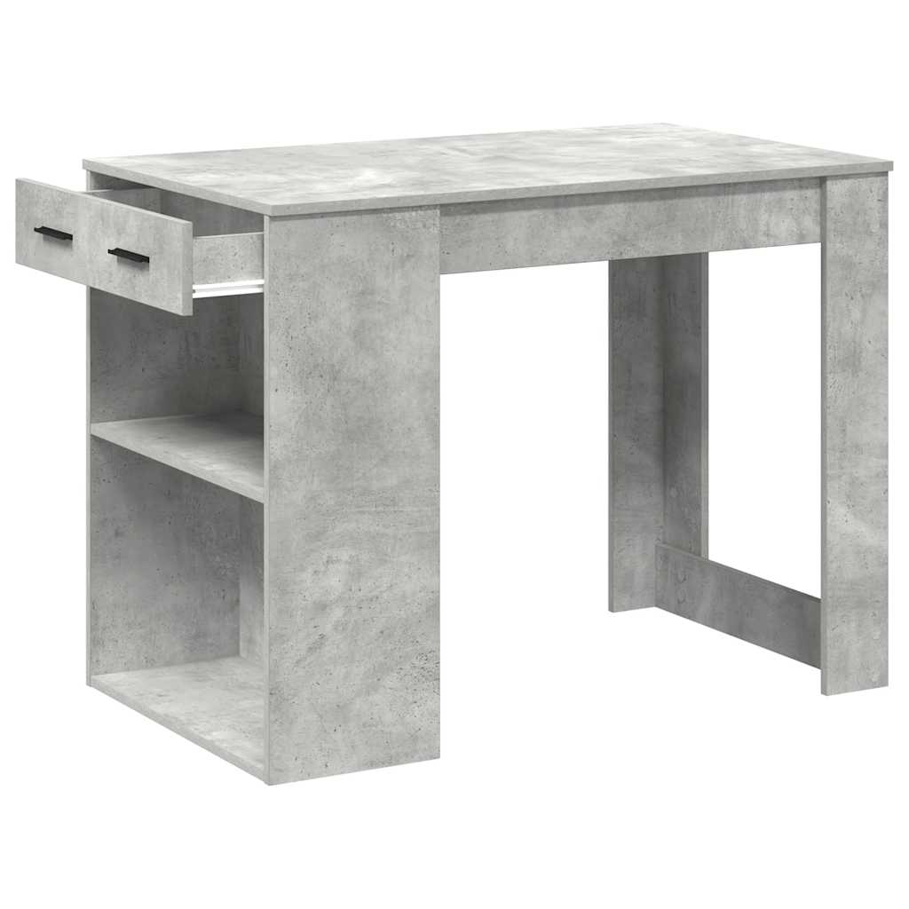 Radni stol s ladicom i policom beton sivi 102x62x77,5 cm