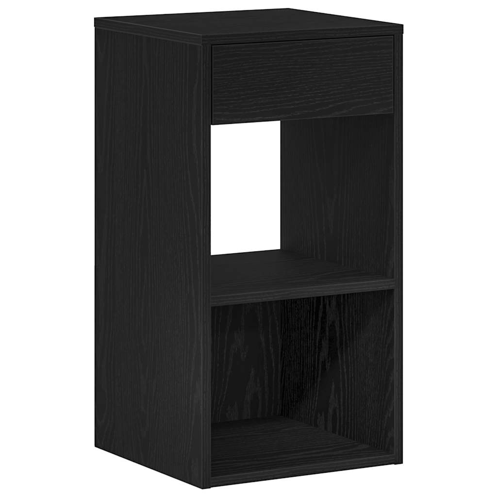Noćni ormarić s ladicom crni hrast 35x34x66,5 cm