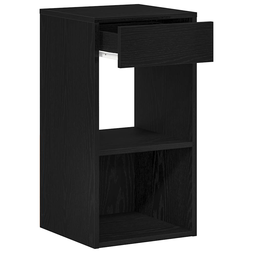 Noćni ormarić s ladicom crni hrast 35x34x66,5 cm