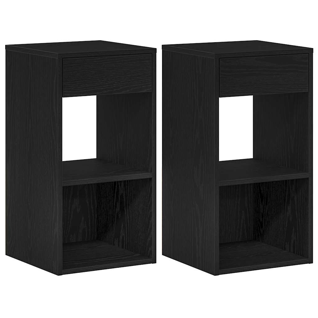 Noćni ormarići s ladicom 2 kom crni hrast 35x34x66,5 cm