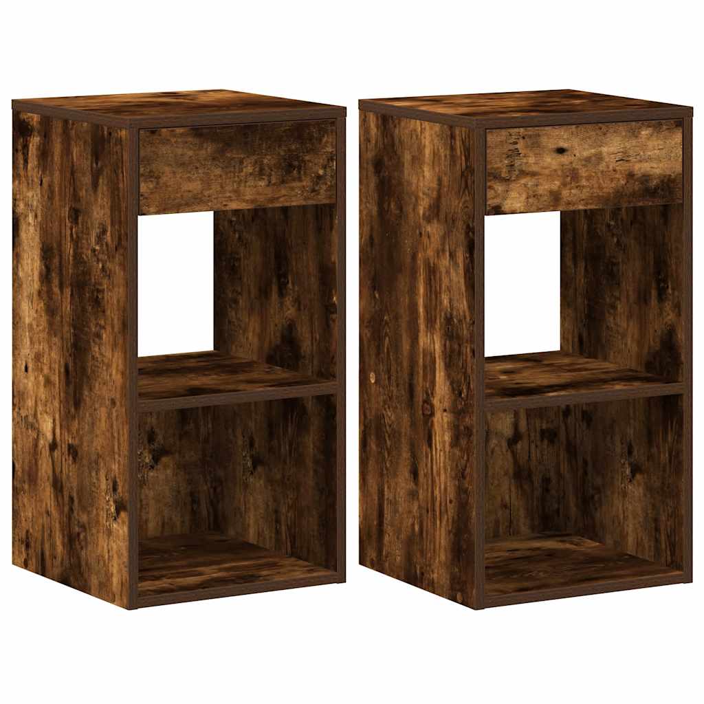 Noćni ormarići s ladicom 2 kom dimljeni hrast 35x34x66,5 cm