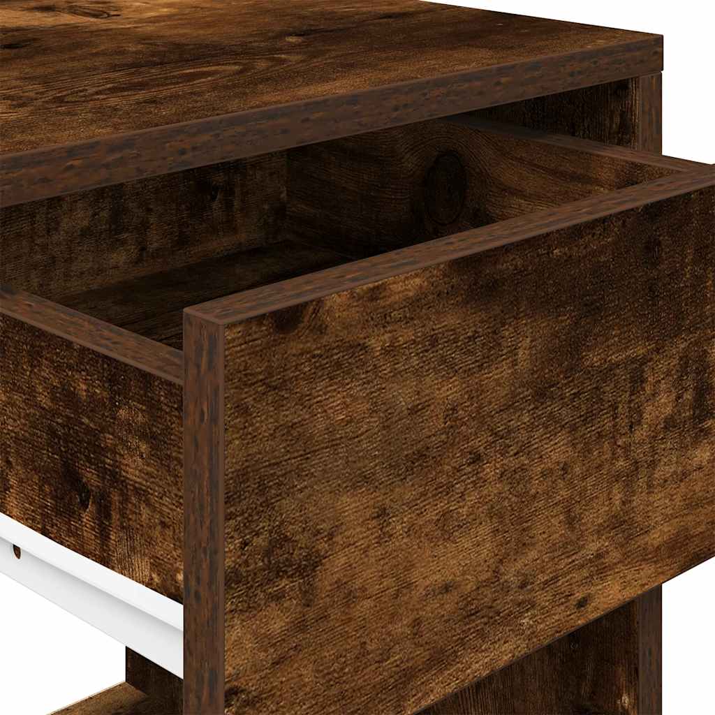 Noćni ormarići s ladicom 2 kom dimljeni hrast 35x34x66,5 cm