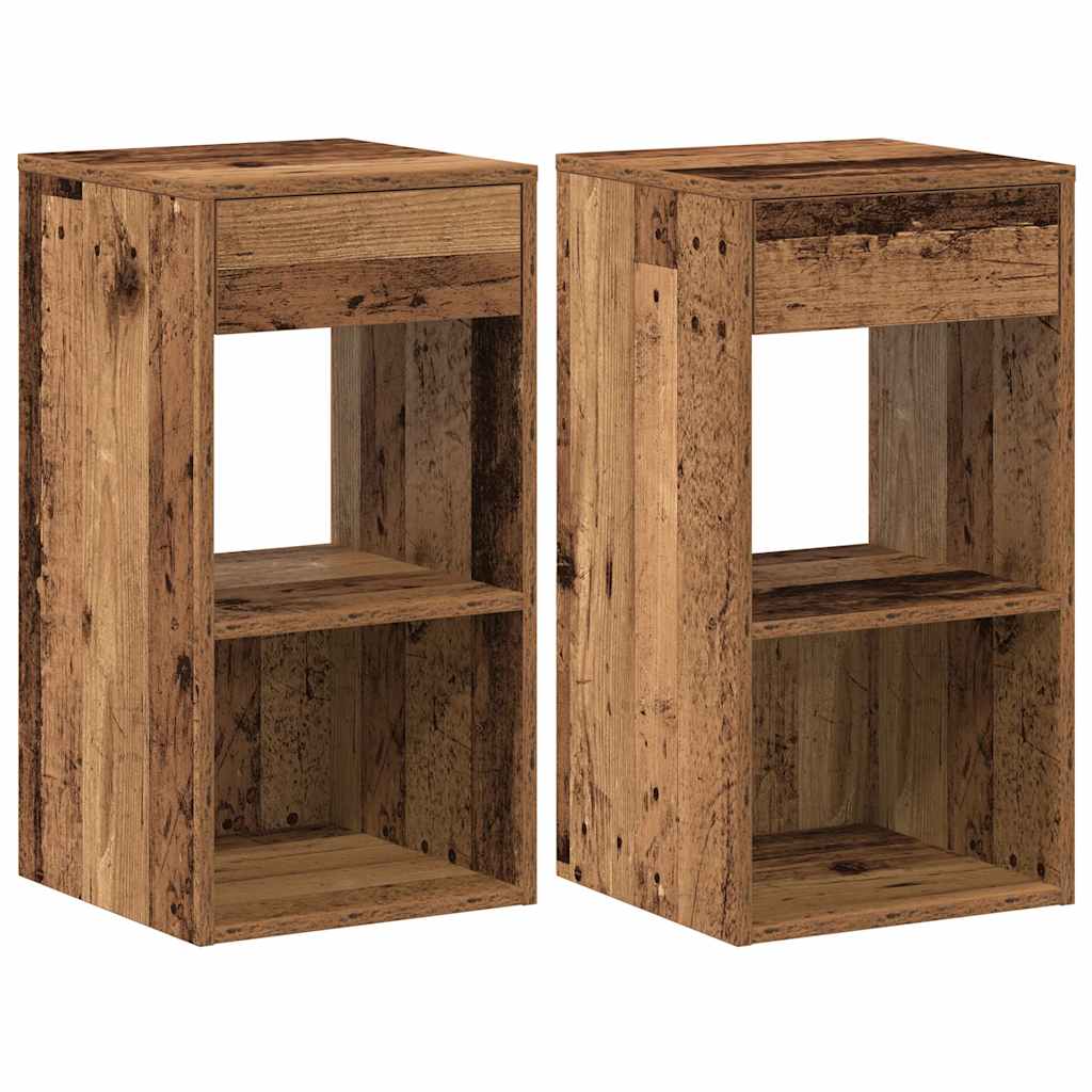 Noćni ormarići s ladicom 2 kom staro drvo 35x34x66,5 cm
