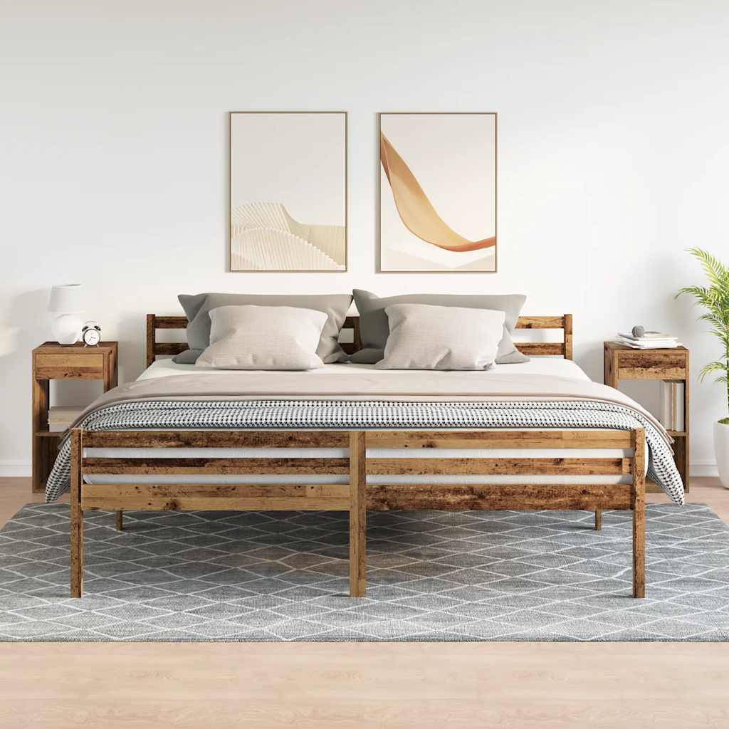 Noćni ormarići s ladicom 2 kom staro drvo 35x34x66,5 cm