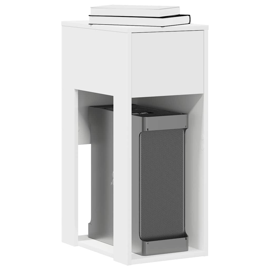 Tower stalak za računalo s ladicom bijeli 30x44x74 cm