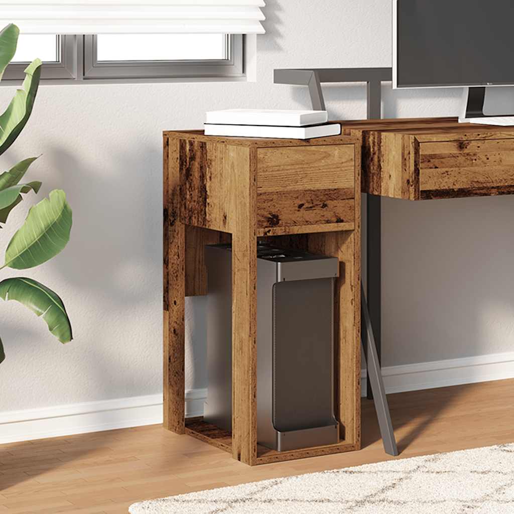 Tower stalak za računalo s ladicom boja staro drvo 30x44x74 cm
