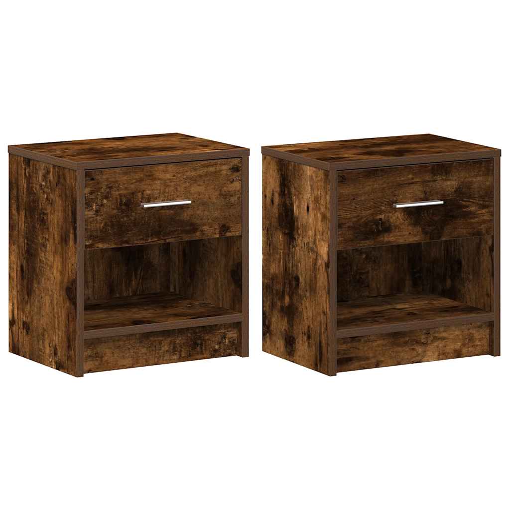 Noćni ormarići 2 kom s ladicama dimljeni hrast 39x28x41 cm