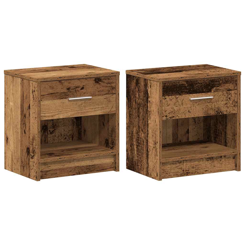 Noćni ormarići 2 kom s ladicama staro drvo 39x28x41 cm