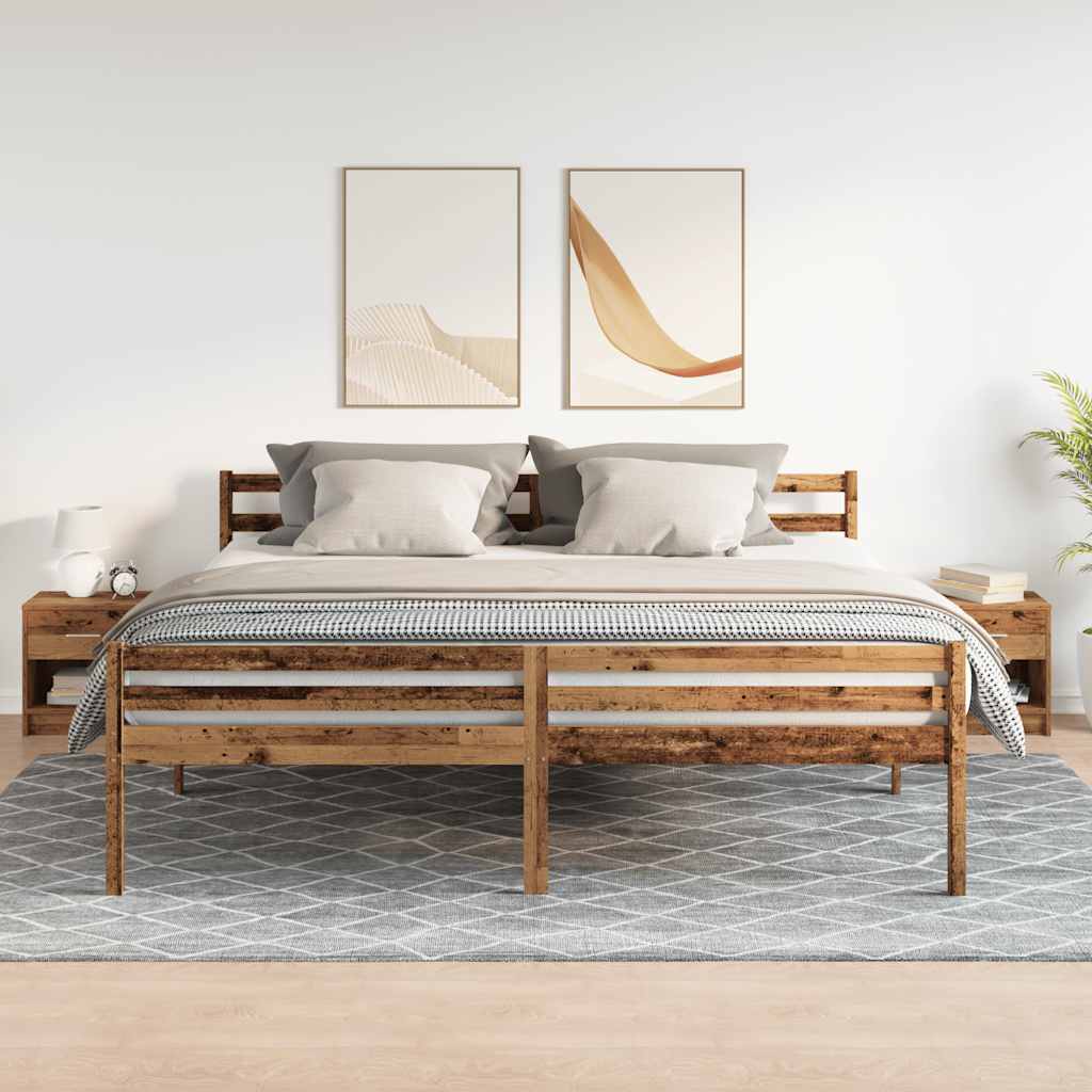 Noćni ormarići 2 kom s ladicama staro drvo 39x28x41 cm