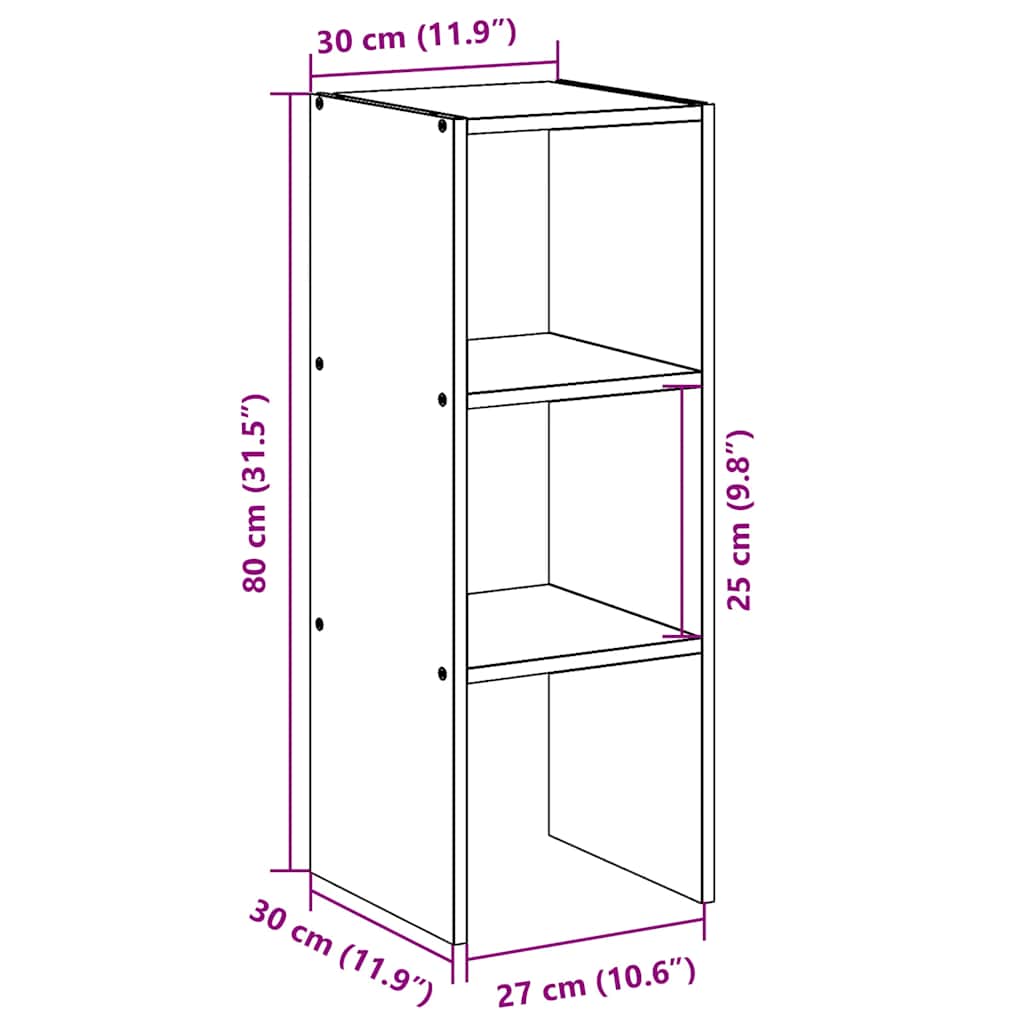 Regal za knjige složive 30x30x80 cm konstruiranog drvo