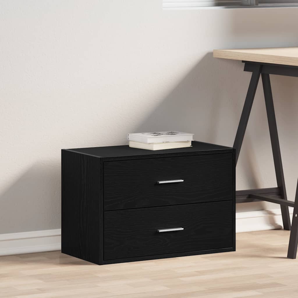 Ormarić s 2 ladice crni hrast 60x31x40 cm konstruirano drvo