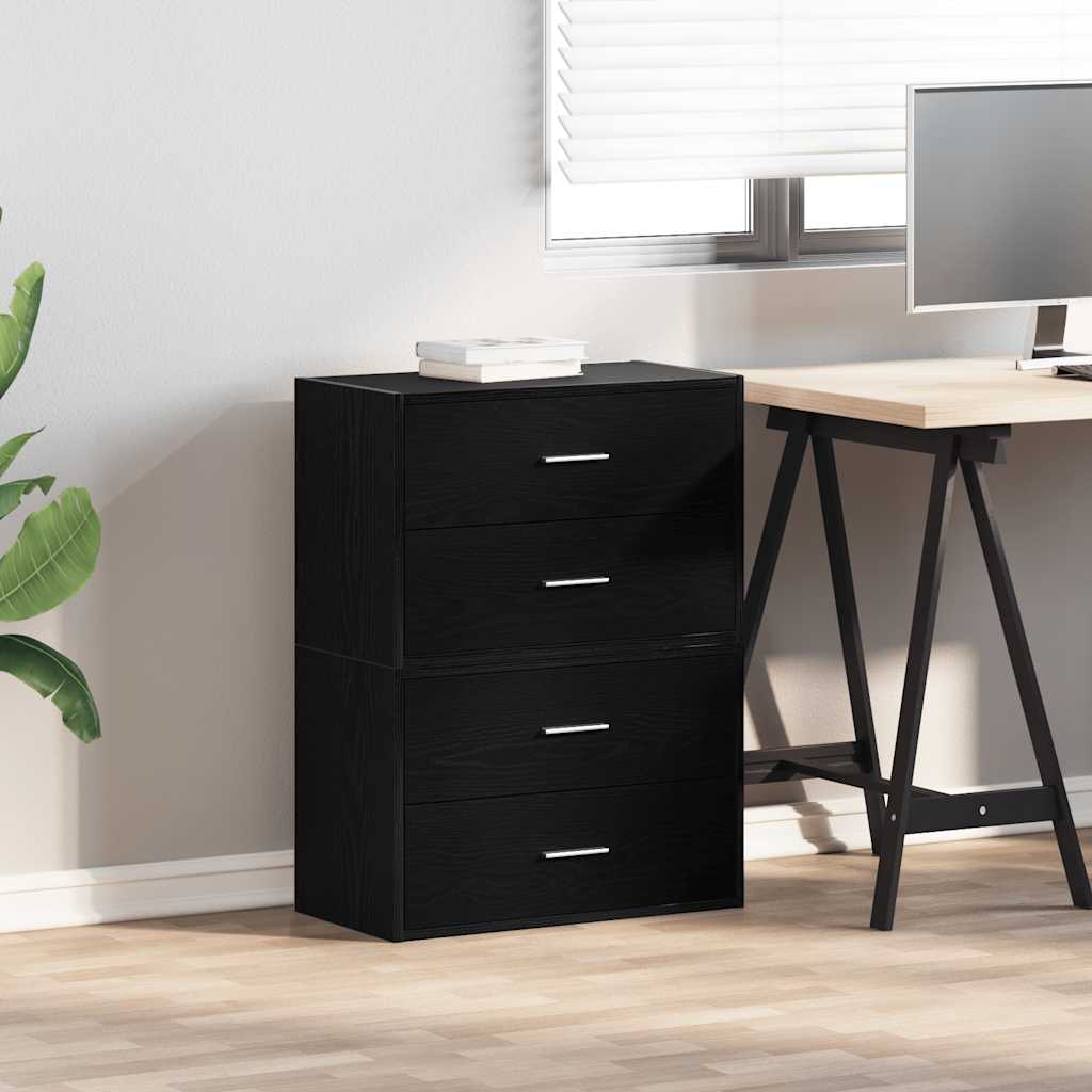 Ormari s 2 ladice 2 kom crni hrast 60x31x40cm konstruirano drvo