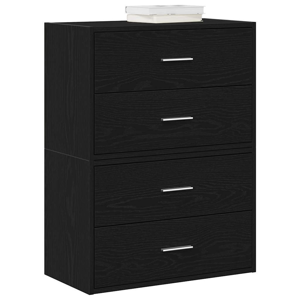 Ormari s 2 ladice 2 kom crni hrast 60x31x40cm konstruirano drvo