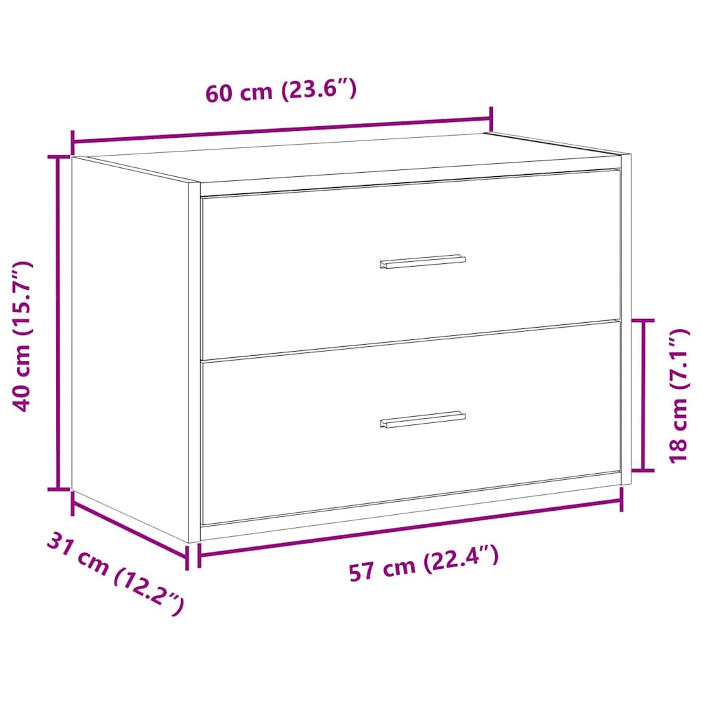 Ormarić s 2 ladice boja drva 60x31x40 cm konstruirano drvo