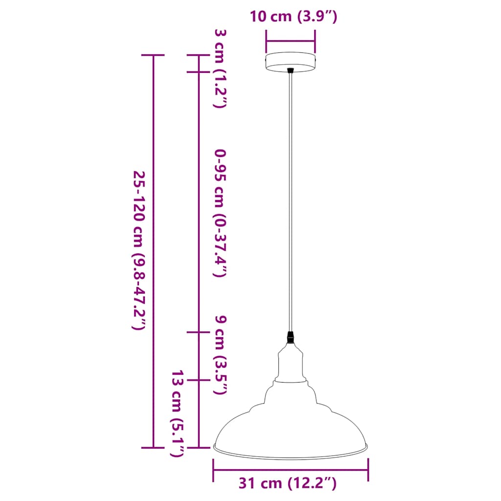 Visilica podesiva po visini E27 sjajno siva Ø 31 cm metal