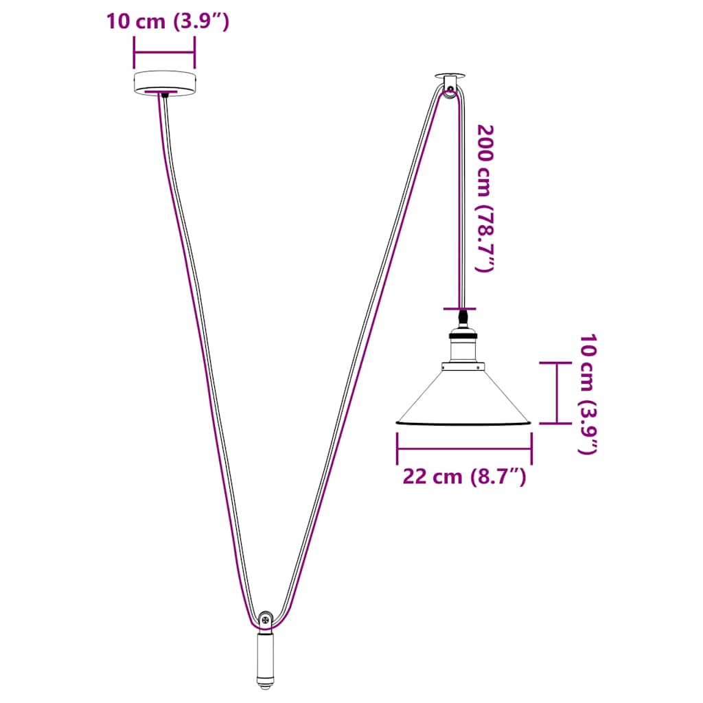 Visilica podesiva po visini E27 sjajna narančasta Ø 22 cm metal
