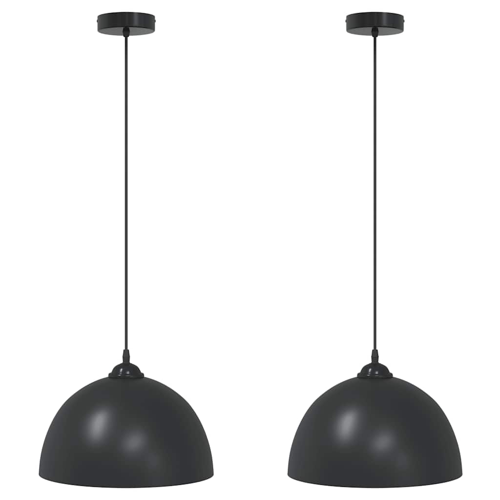 Viseće svjetiljke 2 kom podesive visine E27 crne Ø 30 cm metal