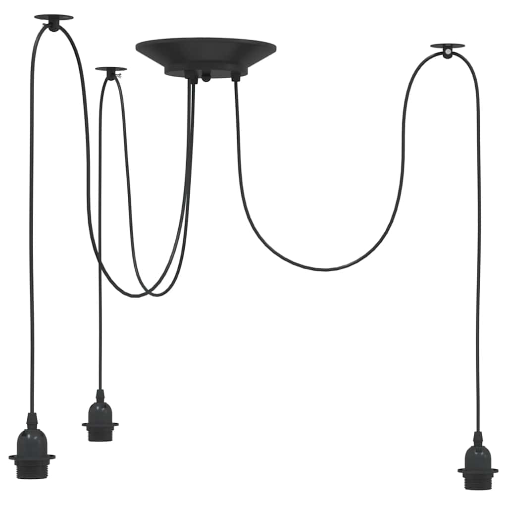 Visilica s 3 grla E27 crni metal