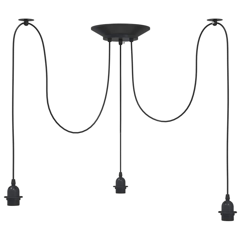 Visilica s 3 grla E27 crni metal