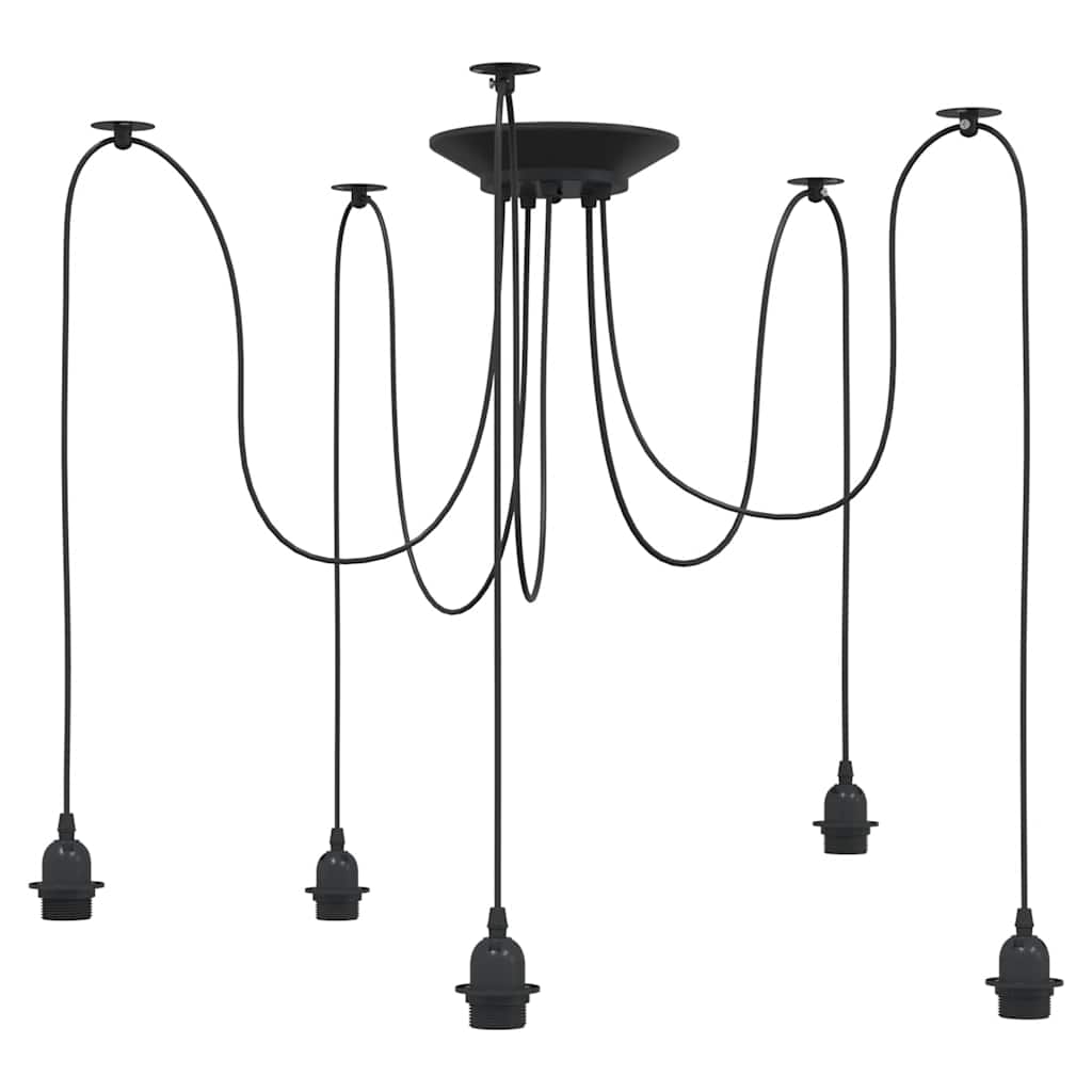 Visilica s 5 grla E27 crni metal