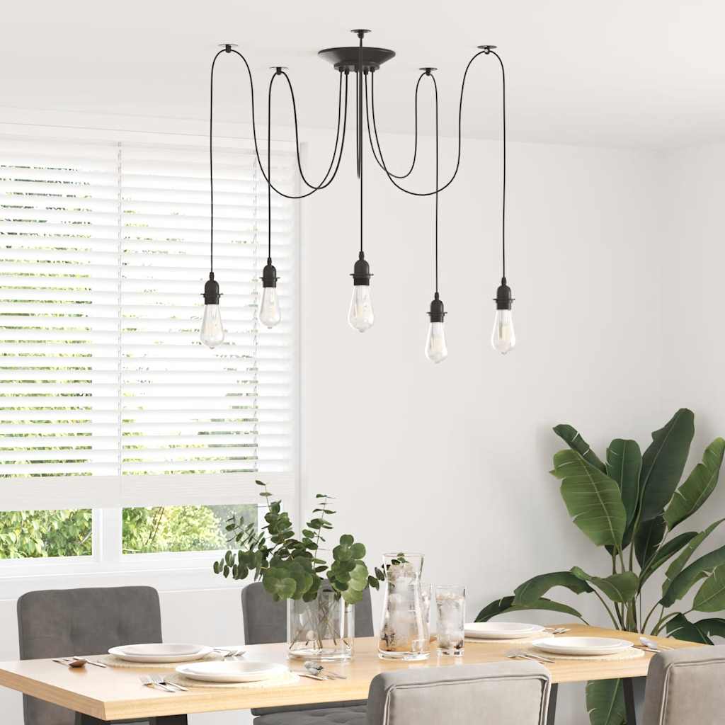 Visilica s 5 grla E27 crni metal