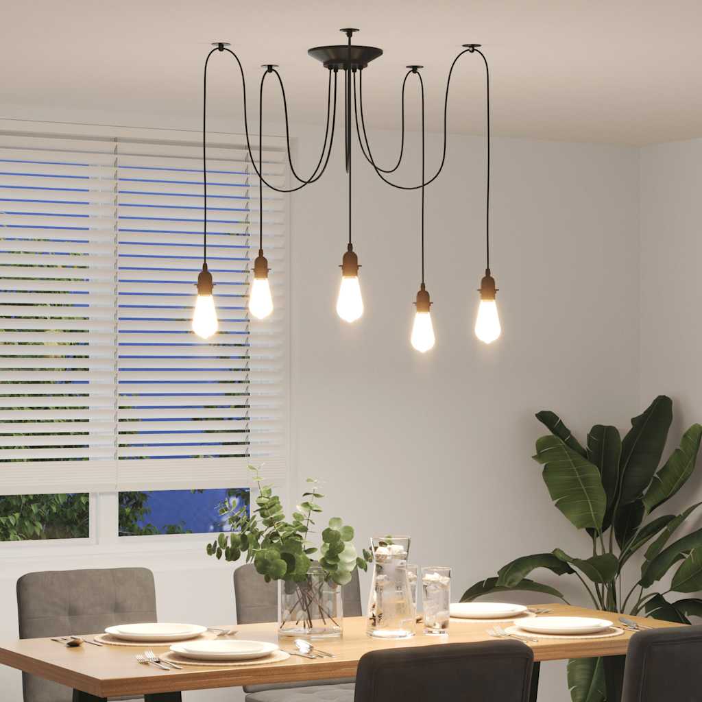 Visilica s 5 grla E27 crni metal