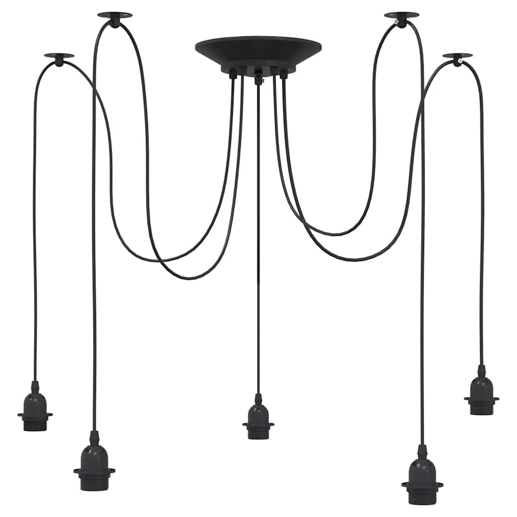 Visilica s 5 grla E27 crni metal