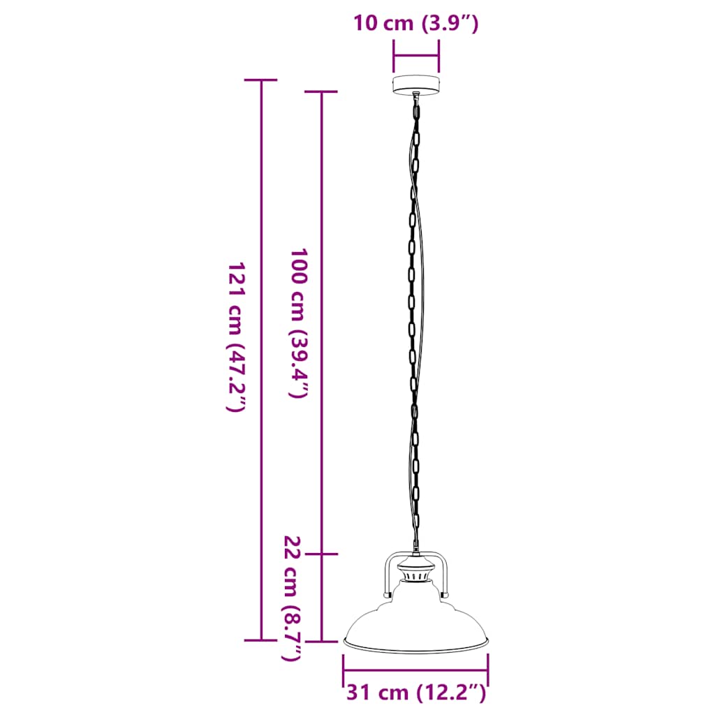 Visilica E27 crna Ø 31 cm željezo