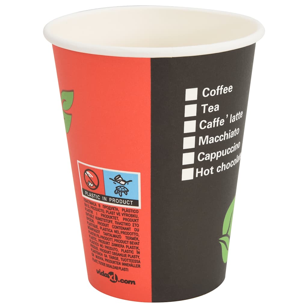 Papirnate šalice za kavu 1000 kom 12 oz 300 ml crvene i crne