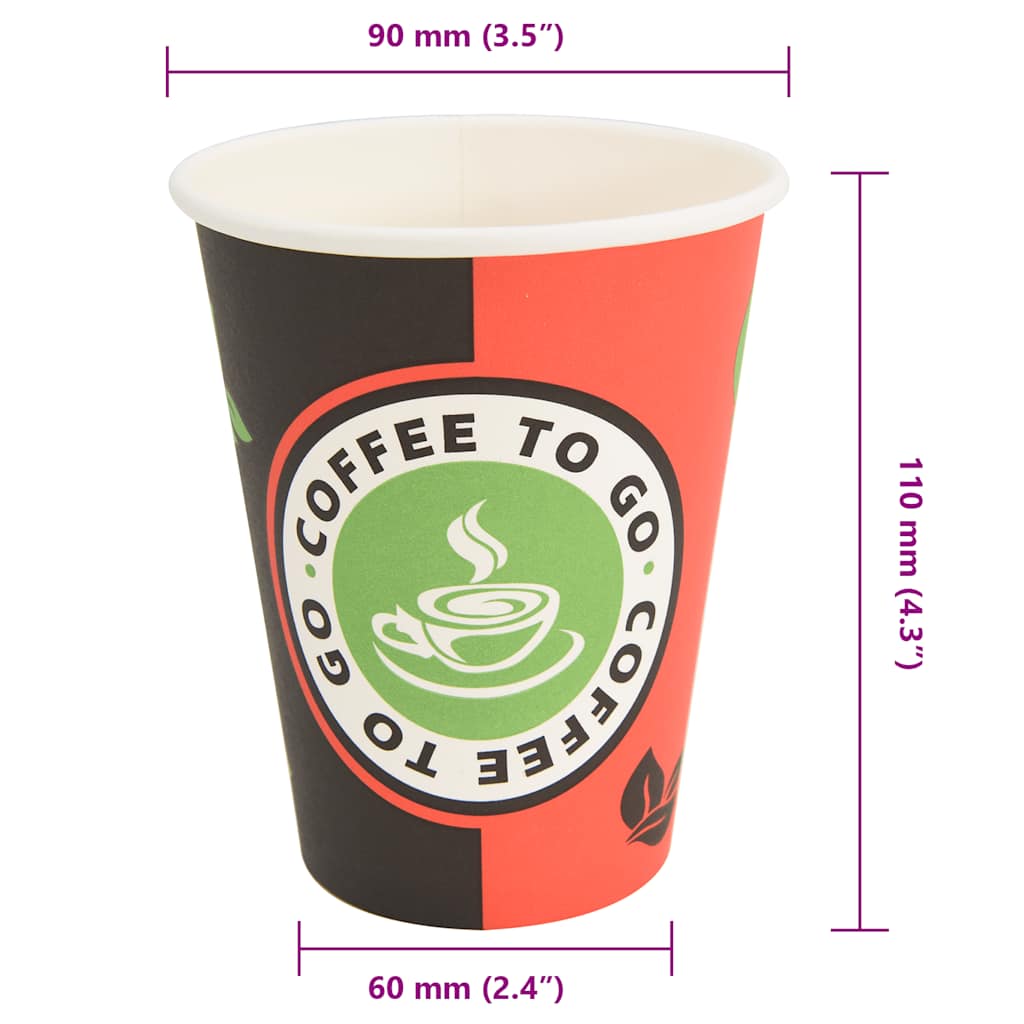 Papirnate šalice za kavu 1000 kom 12 oz 300 ml crvene i crne