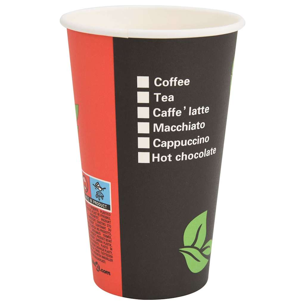 Papirnate šalice za kavu 1000 kom 16 oz 400 ml crvene i crne
