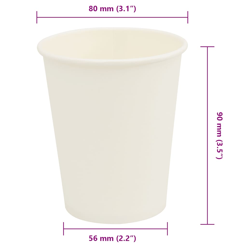 papirnate šalice za kavu 1000 kom 8 oz 200 ml bijele
