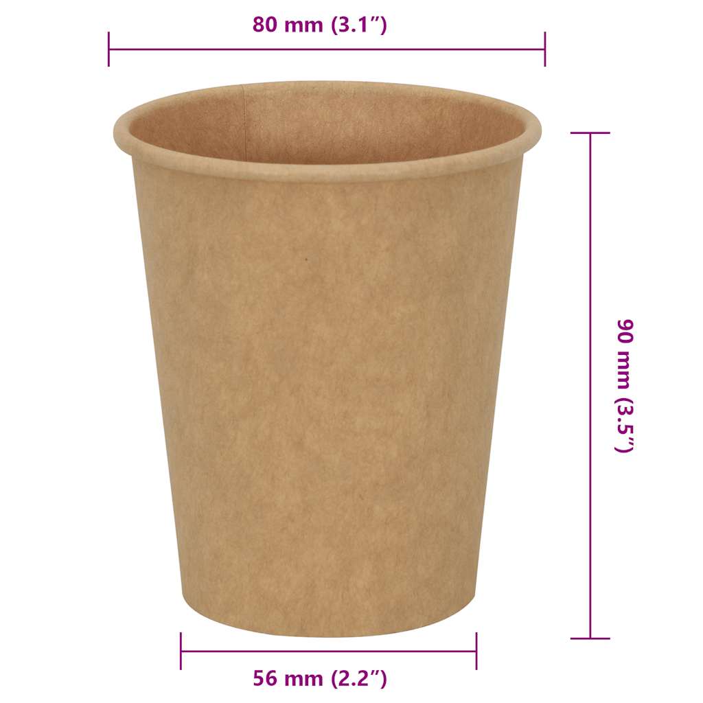 papirnate šalice za kavu 1000 kom 8 oz 200 ml smeđe