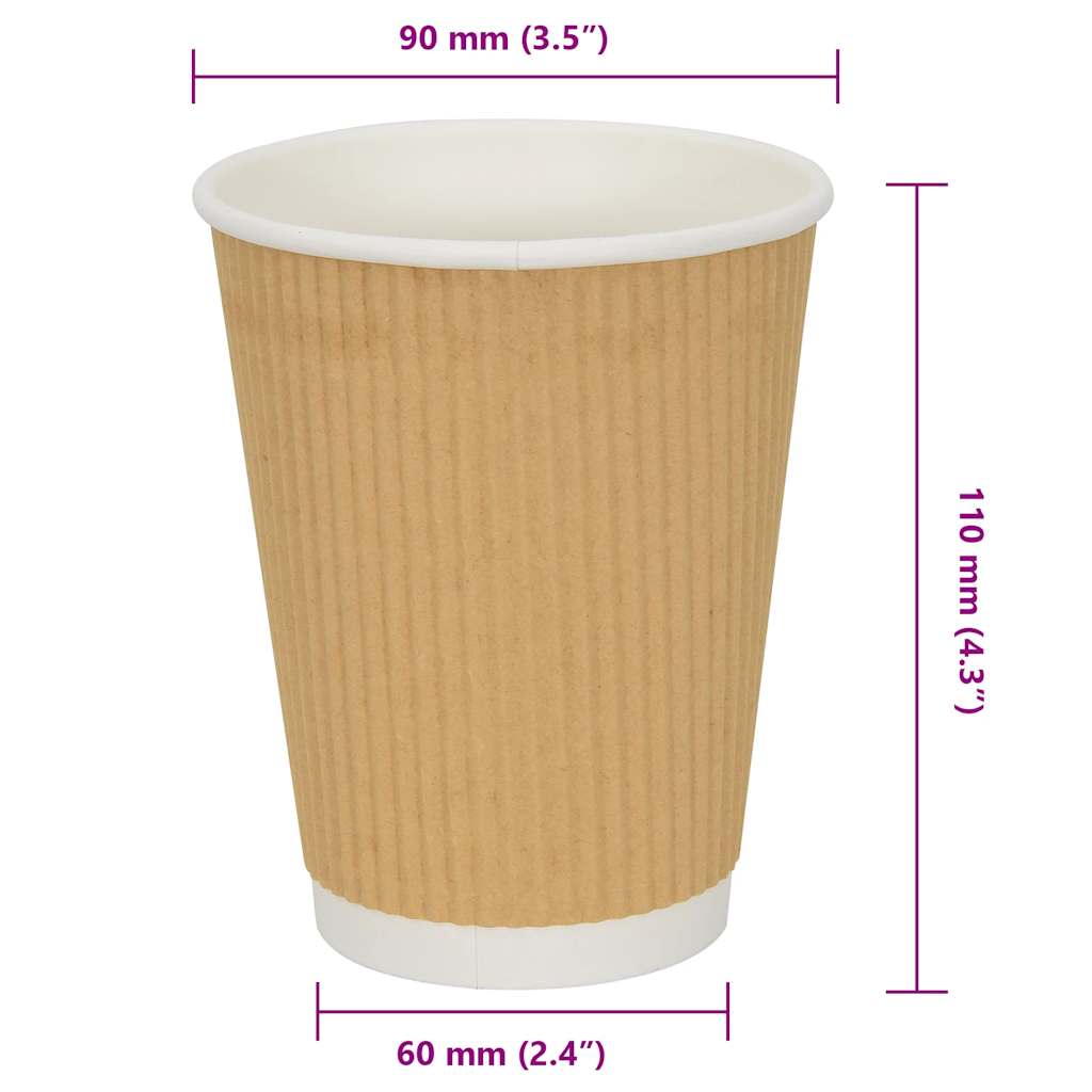 papirnate šalice za kavu 500 kom 12 oz 300 ml smeđe