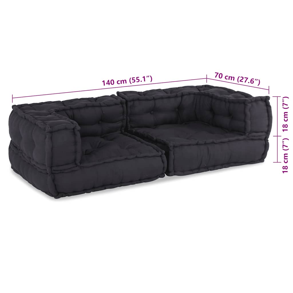 Modularna sofa s 2 sjedišta Antracit 140x70x36 Tkanina