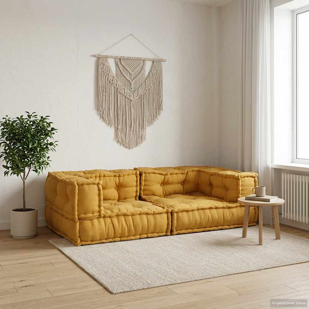 Modularna sofa s 2 sjedišta, žuta, 140x70x36, tkanina