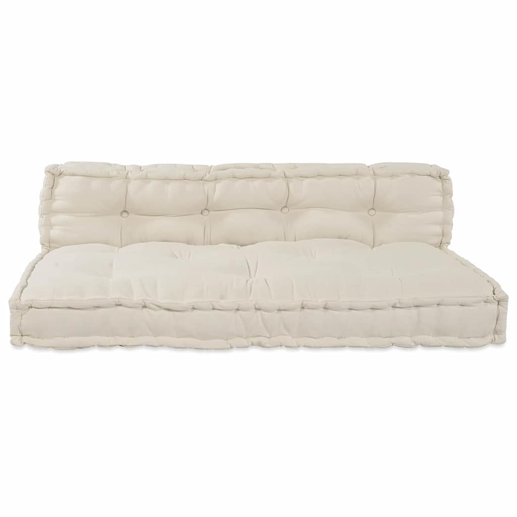 Jastučić za paletni kauč 2 pcs Krem 120 x 80 x 38 cm Tkanina
