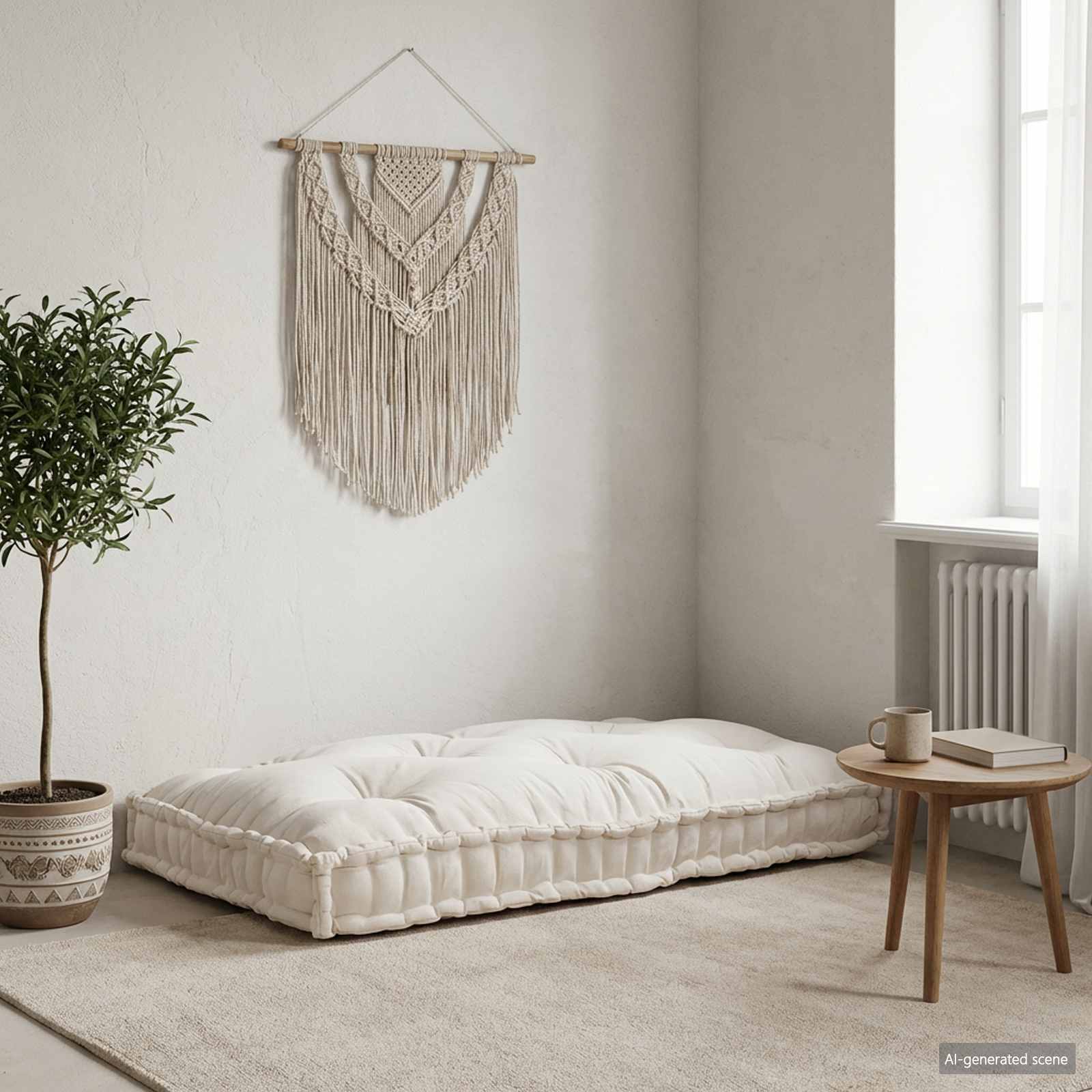 Jastučić za paletni kauč Krem 120 x 80 x 12 cm Tkanina