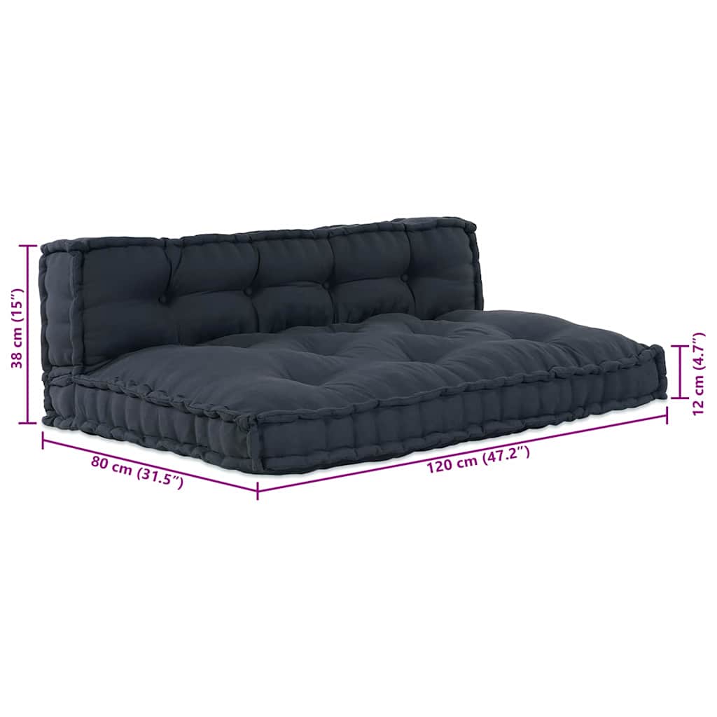 Jastučić za paletni kauč 2 pcs Antracit 120 x 80 x 38 cm