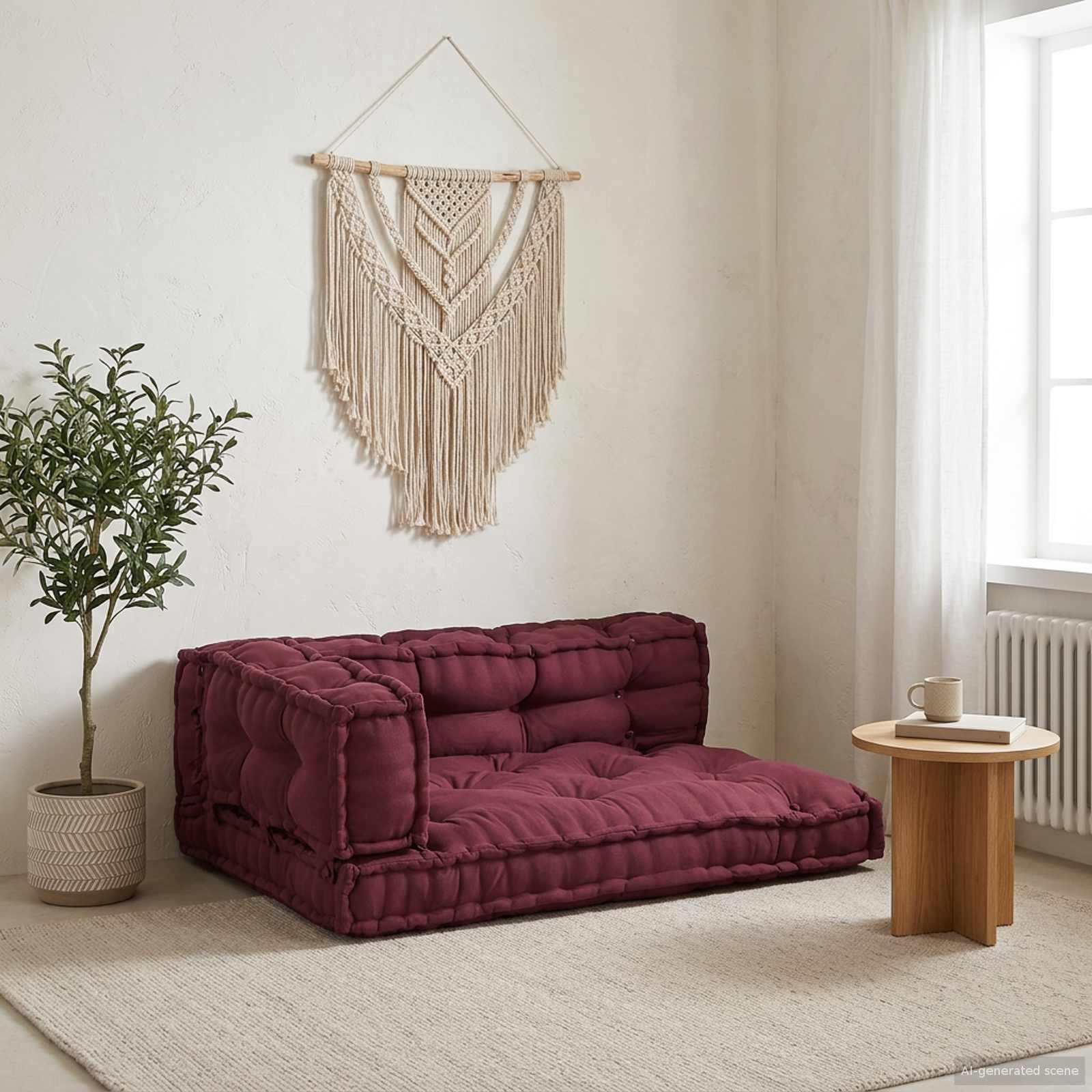 Jastučić za paletni kauč 3 pcs Bordo 120 x 80 x 38 cm Tkanina