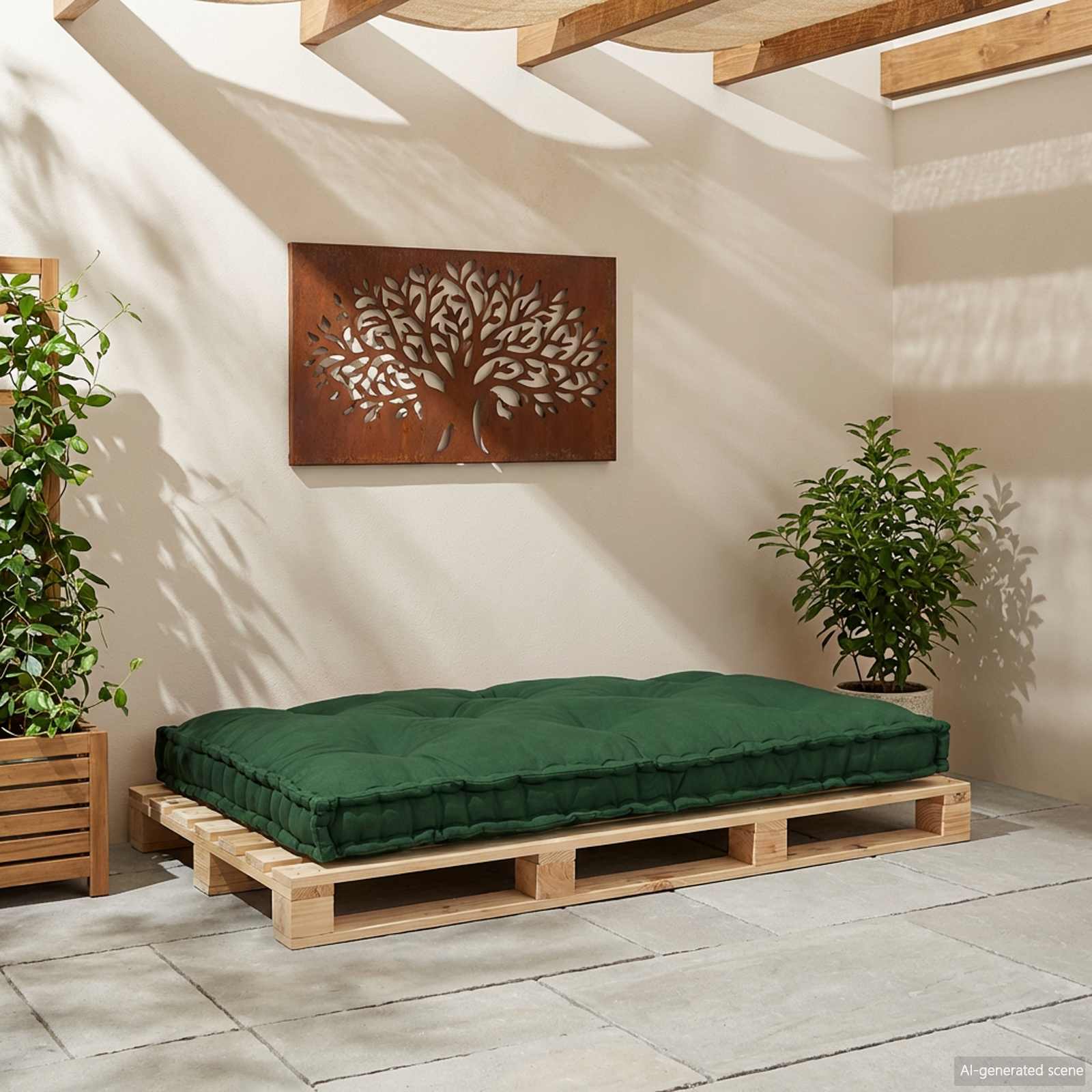 Jastučić za paletni kauč Zelena 120 x 80 x 12 cm Tkanina
