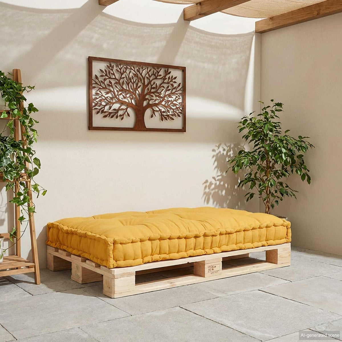 Jastučić za paletni kauč Žuta 120 x 80 x 12 cm Tkanina