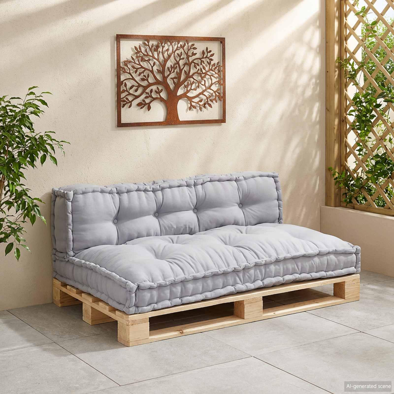 Jastučić za paletni kauč 2 pcs Siva 120 x 80 x 38 cm Tkanina