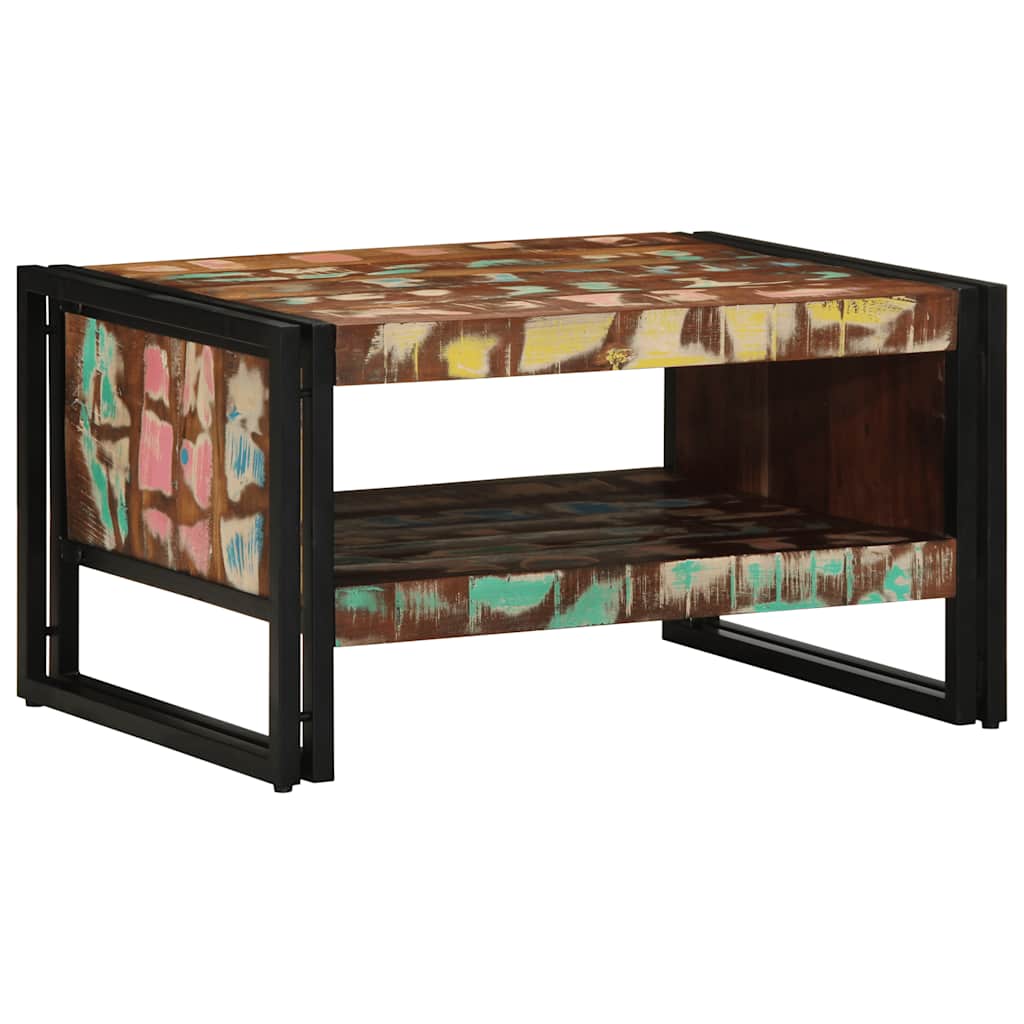 Višebojni stolić za kavu 70x50x38 cm puno drvo obrađeno
