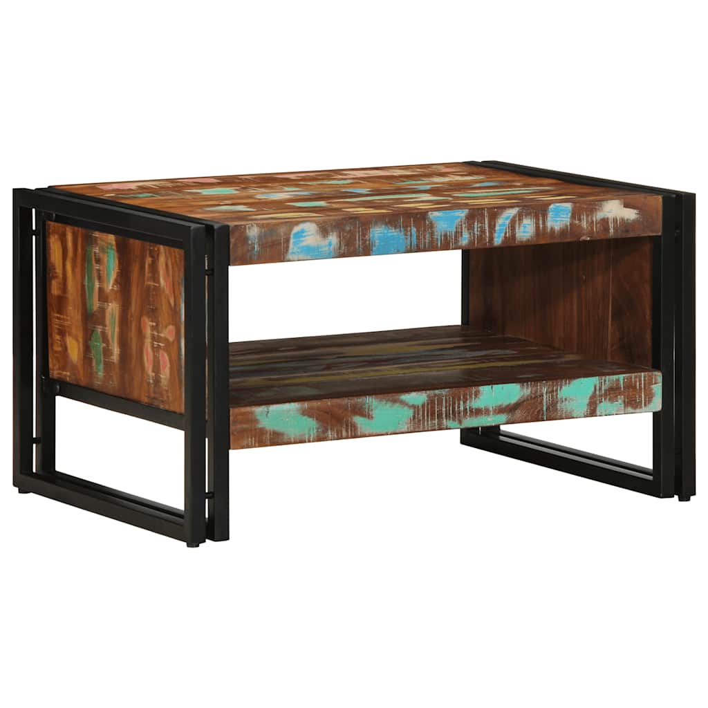 Višebojni stolić za kavu 70x50x38 cm puno drvo obrađeno